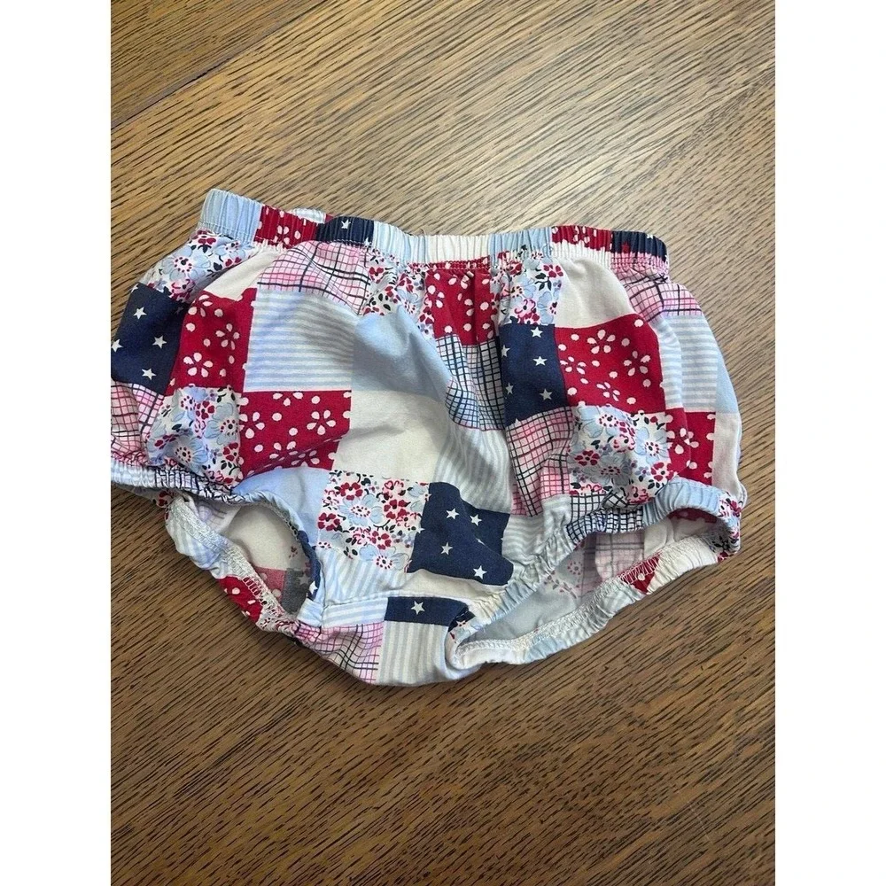 OshKosh B'gosh 18M Red White & Blue Patchwork Quilt Dress + Diaper Cover